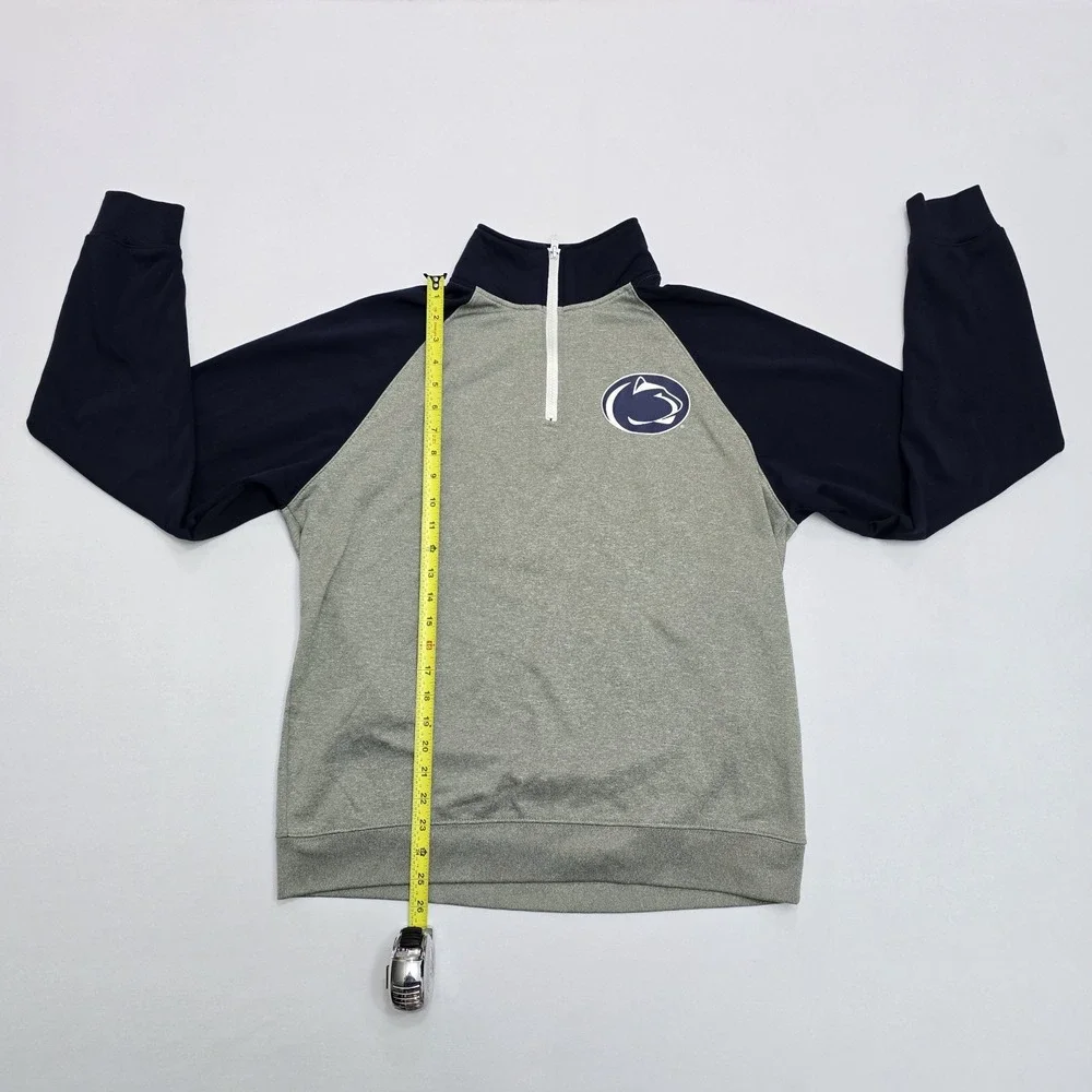 Penn State Nittany Lions Quarter Zip Pullover Sweatshirt Gray Navy Mens Large